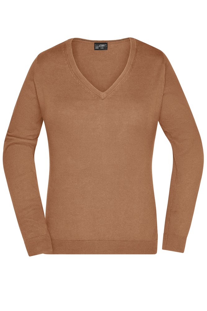 Ladies' V-Neck Pullover - Camel (ca. Pantone 7407C)