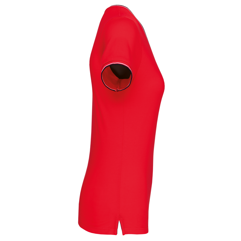 K394 - Damen T-Shirt aus Piqué-Trikot mit V-Ausschnitt