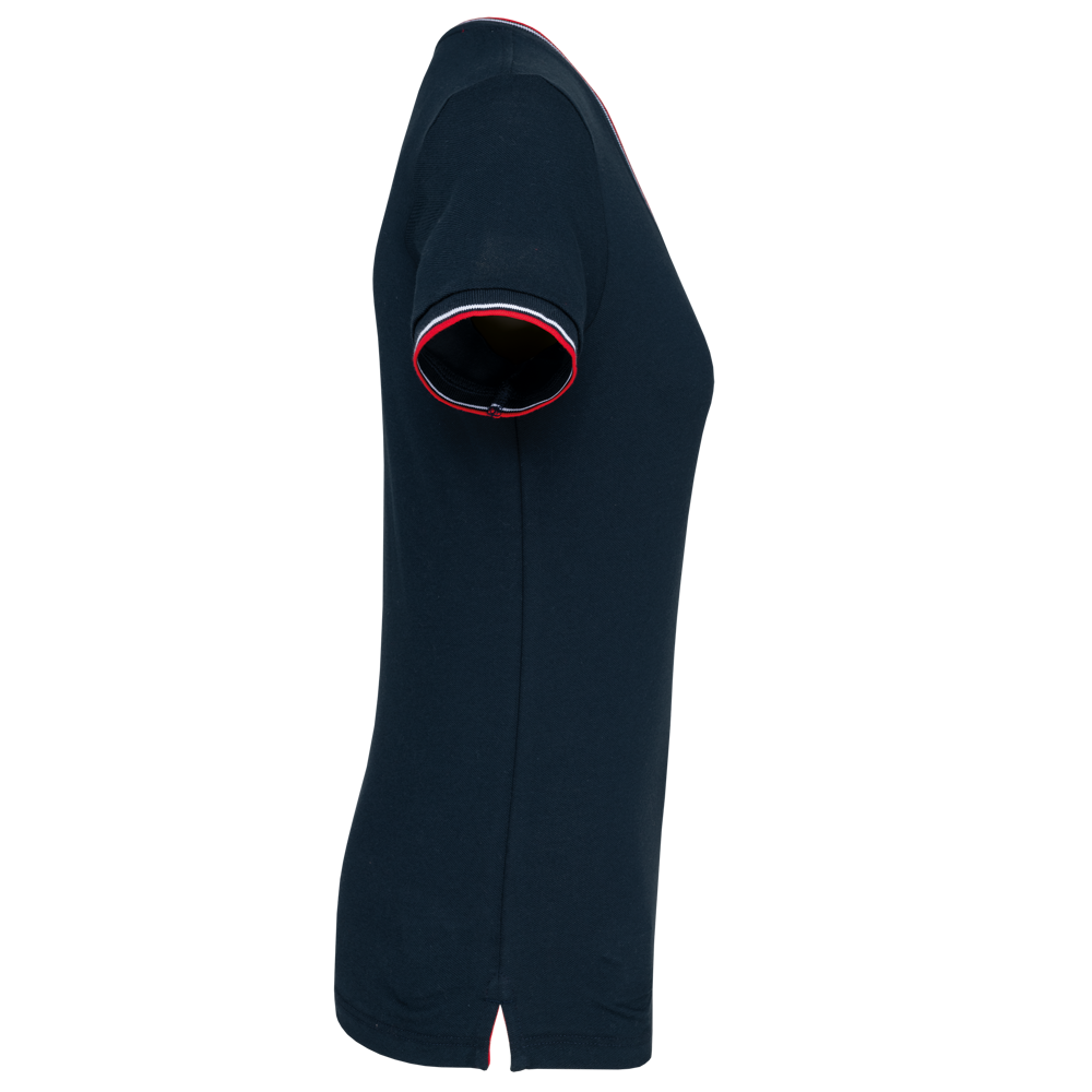 K394 - Damen T-Shirt aus Piqué-Trikot mit V-Ausschnitt