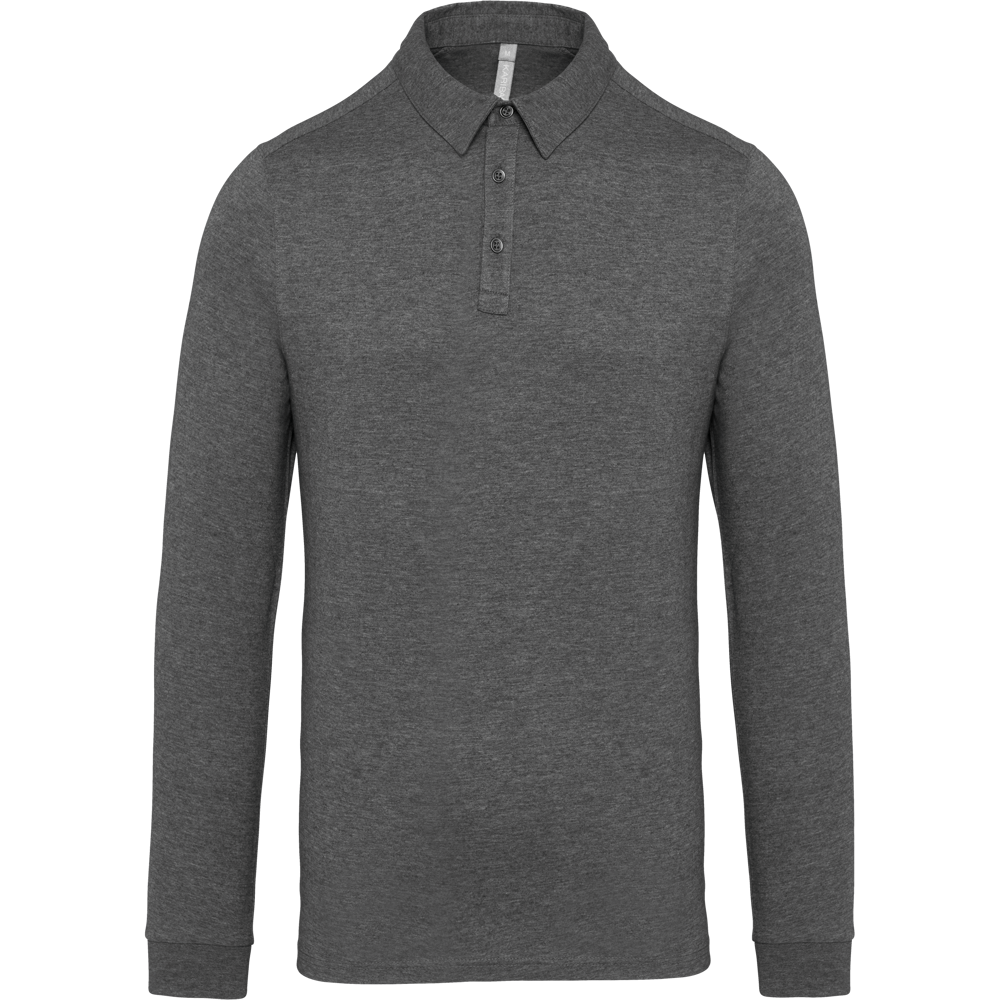 K264 - Langarm-Polohemd für Herren aus Jersey - Grey Heather
