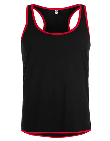 Starworld - Men´s Contrast Sports Vest - Black, Fiesta Red