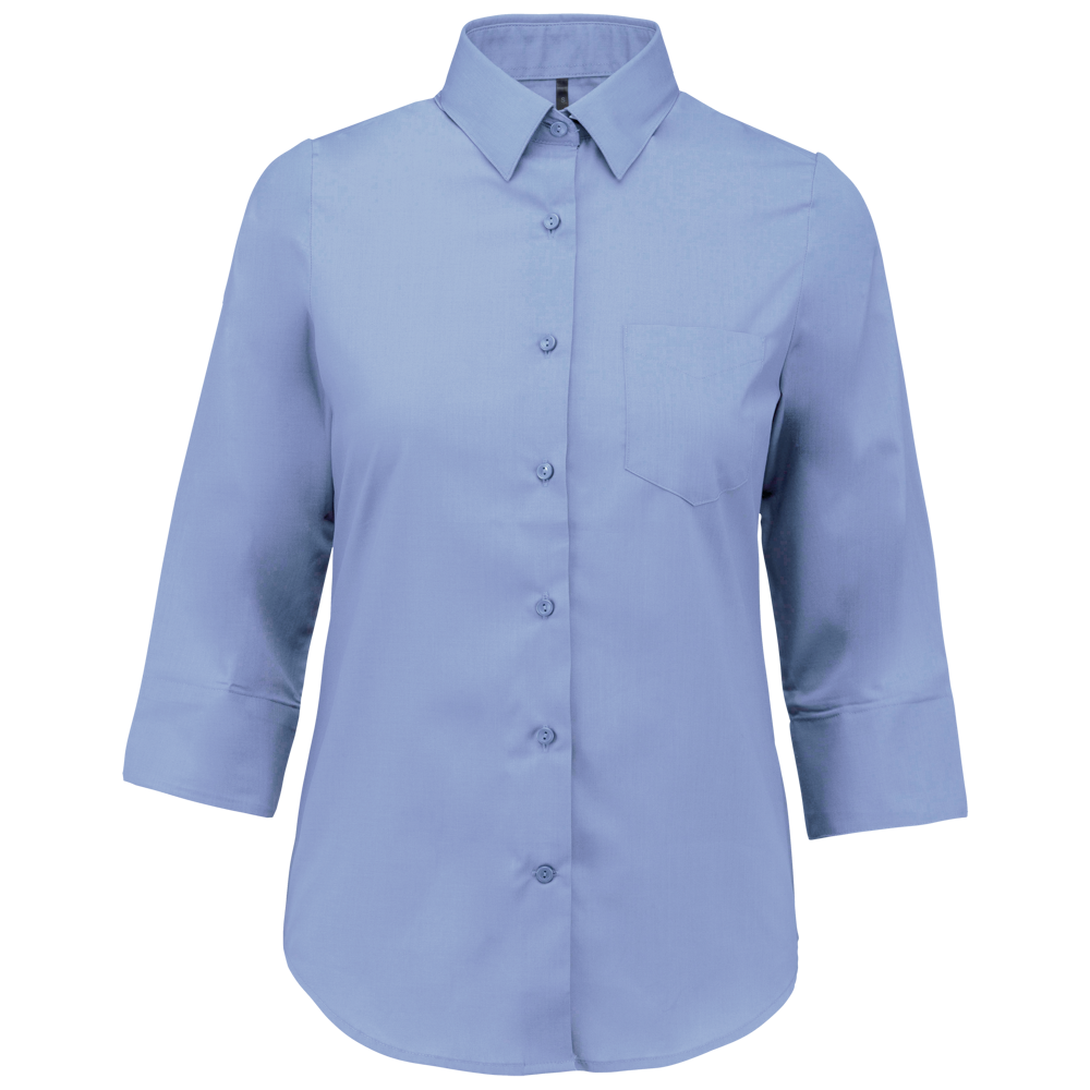- Popeline Hemd Baumwollpolyester 3/4-Ärmel pflegeleicht für Damen - Bright Sky