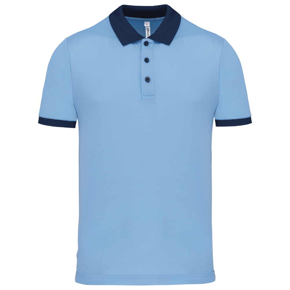 PA489 - Herren Performance Piqué-Polohemd - Sky Blue / Sporty Navy