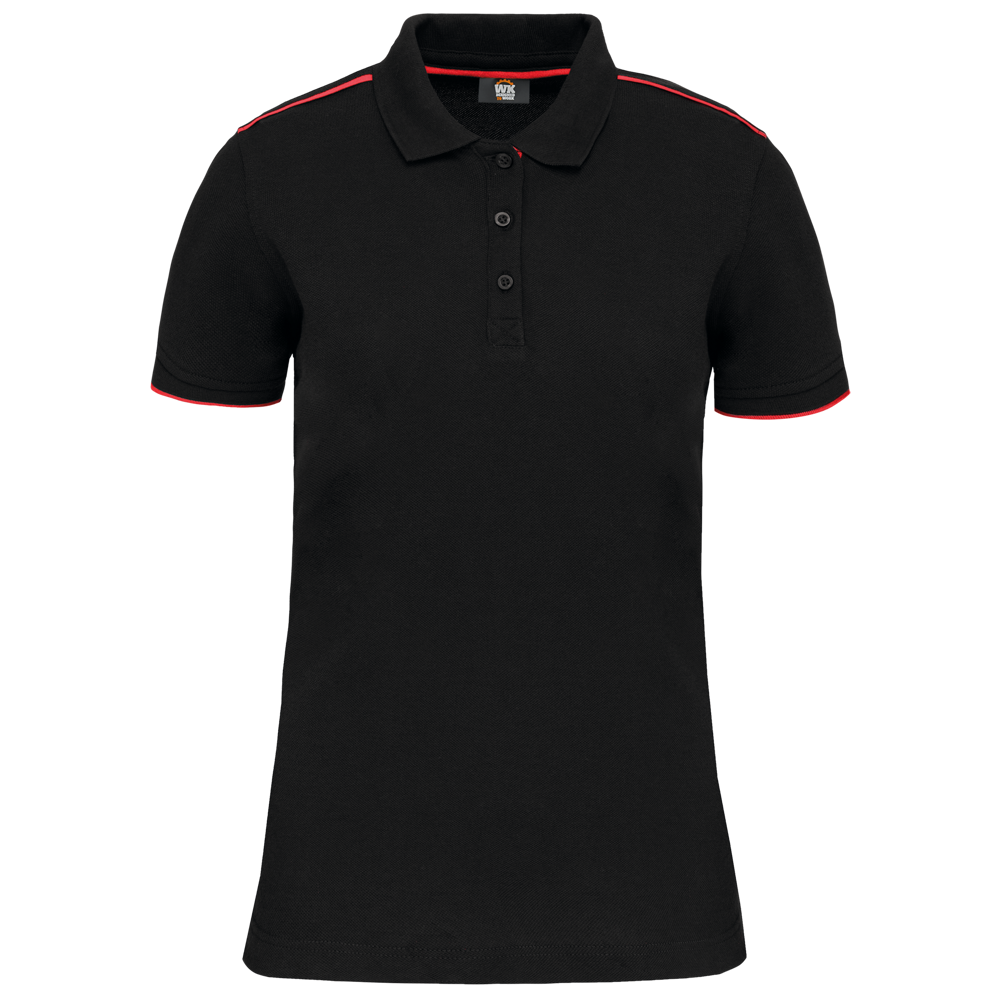 WK271 - Damen-Polohemd Day To Day mit kontrastfarbenen, kurzen Ärmeln - Black / Red