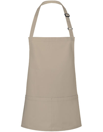 Karlowsky - Kurze Latzschürze Basic mit Schnalle und Tasche - Sand (ca. Pantone 7529C)