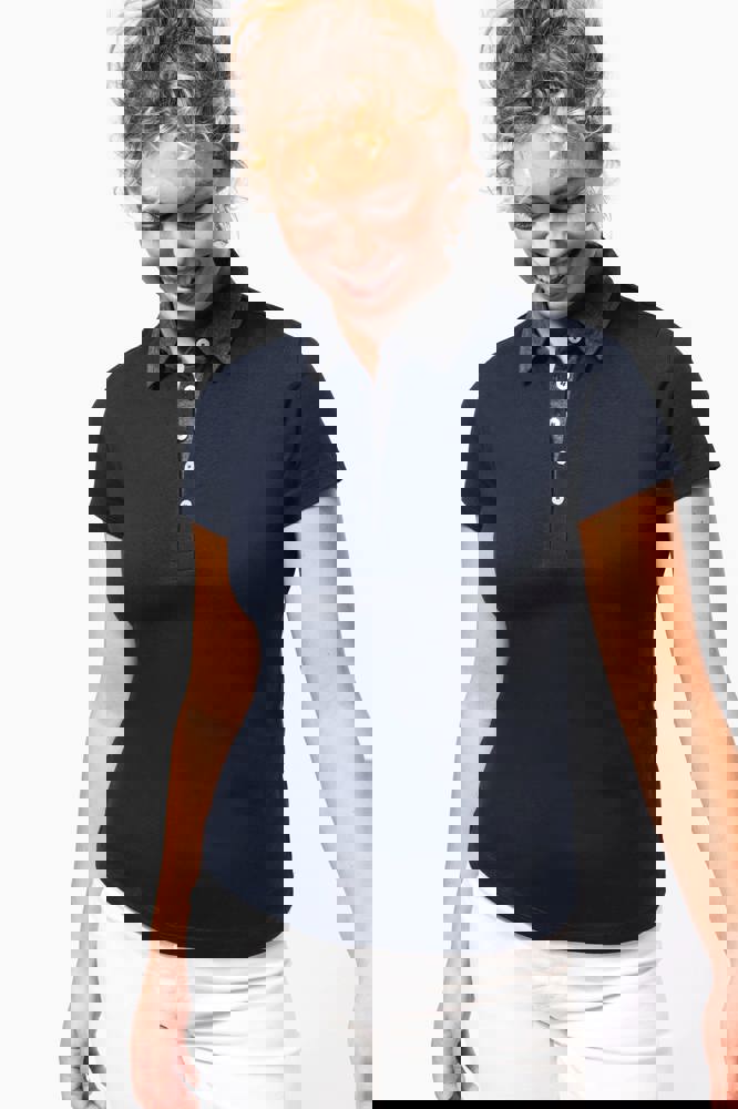 K261 - Zweifarbiges Jersey-Polohemd für Damen