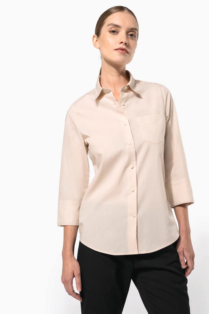 K558C - Popeline Hemd Baumwollpolyester 3/4-Ärmel pflegeleicht für Damen