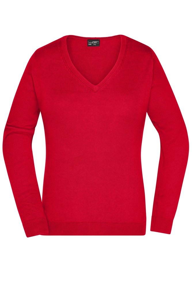 Ladies' V-Neck Pullover - Red (ca. Pantone 200C)