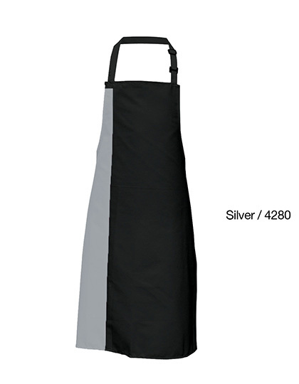 Link Kitchen Wear - Duo Apron - Black, Pale Grey (Silver) (ca. Pantone 428)