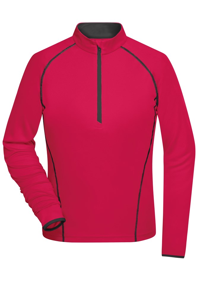 Ladies' Sports Shirt Long-Sleeved - Bright-pink/titan (ca. Pantone 806M
426U)