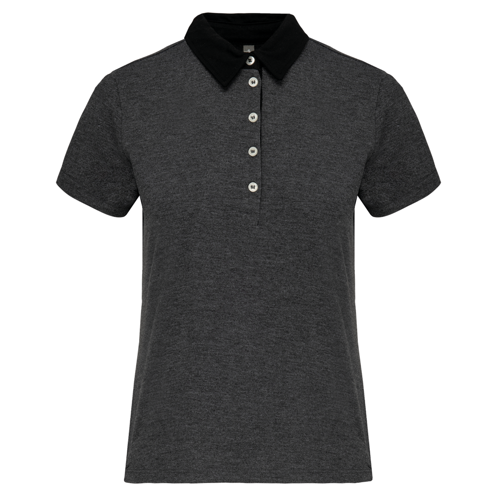 K261 - Zweifarbiges Jersey-Polohemd für Damen - Dark Grey Heather / Black
