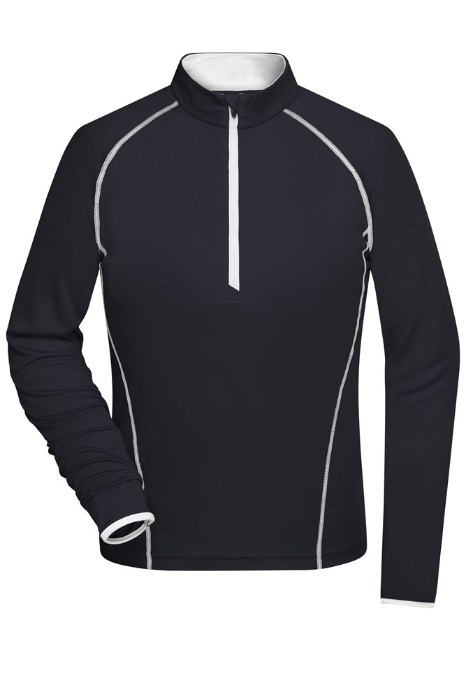 Ladies' Sports Shirt Long-Sleeved - Black/white (ca. Pantone blackC
white)