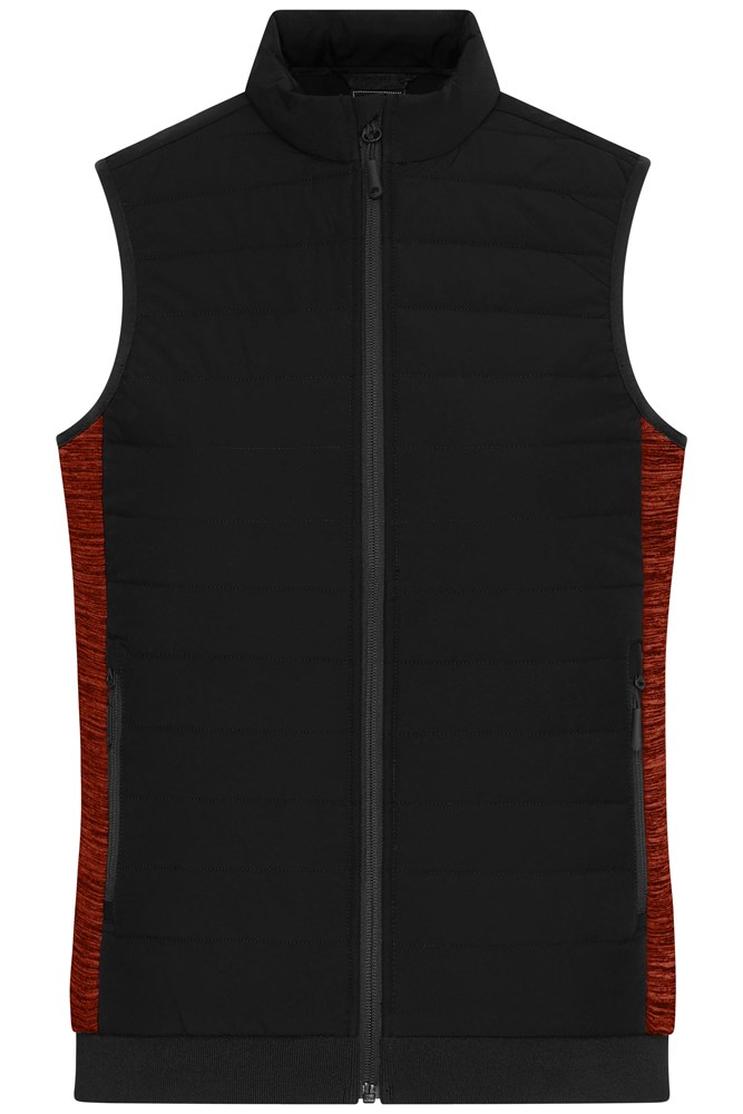 Ladies' Padded Hybrid Vest - Black/red-melange (ca. Pantone blackC
1805C)