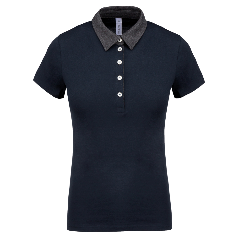 K261 - Zweifarbiges Jersey-Polohemd für Damen - Navy / Dark Grey Heather