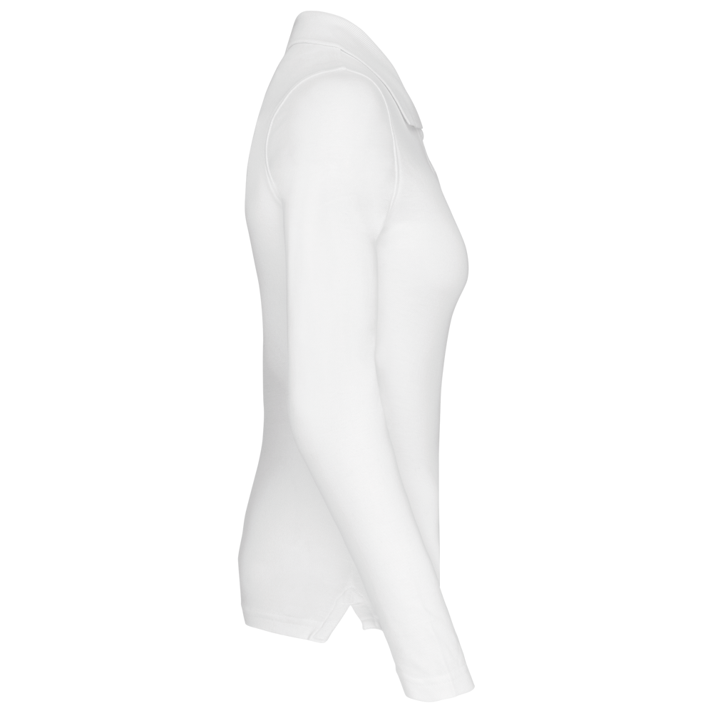 K257 - Damen Langarm-Polohemd. Baumwollpiqué