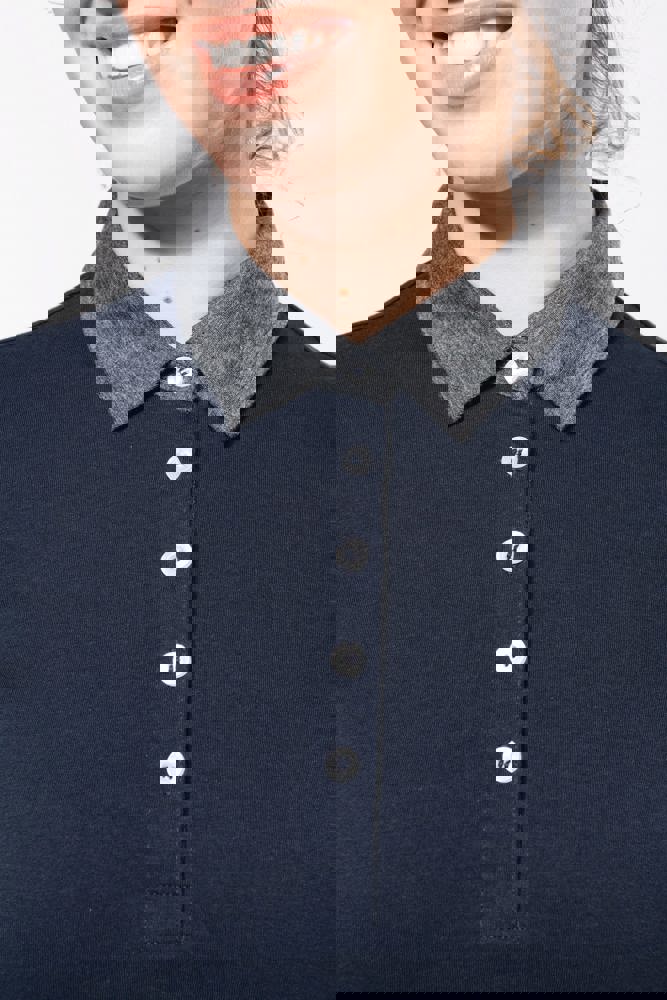 K261 - Zweifarbiges Jersey-Polohemd für Damen