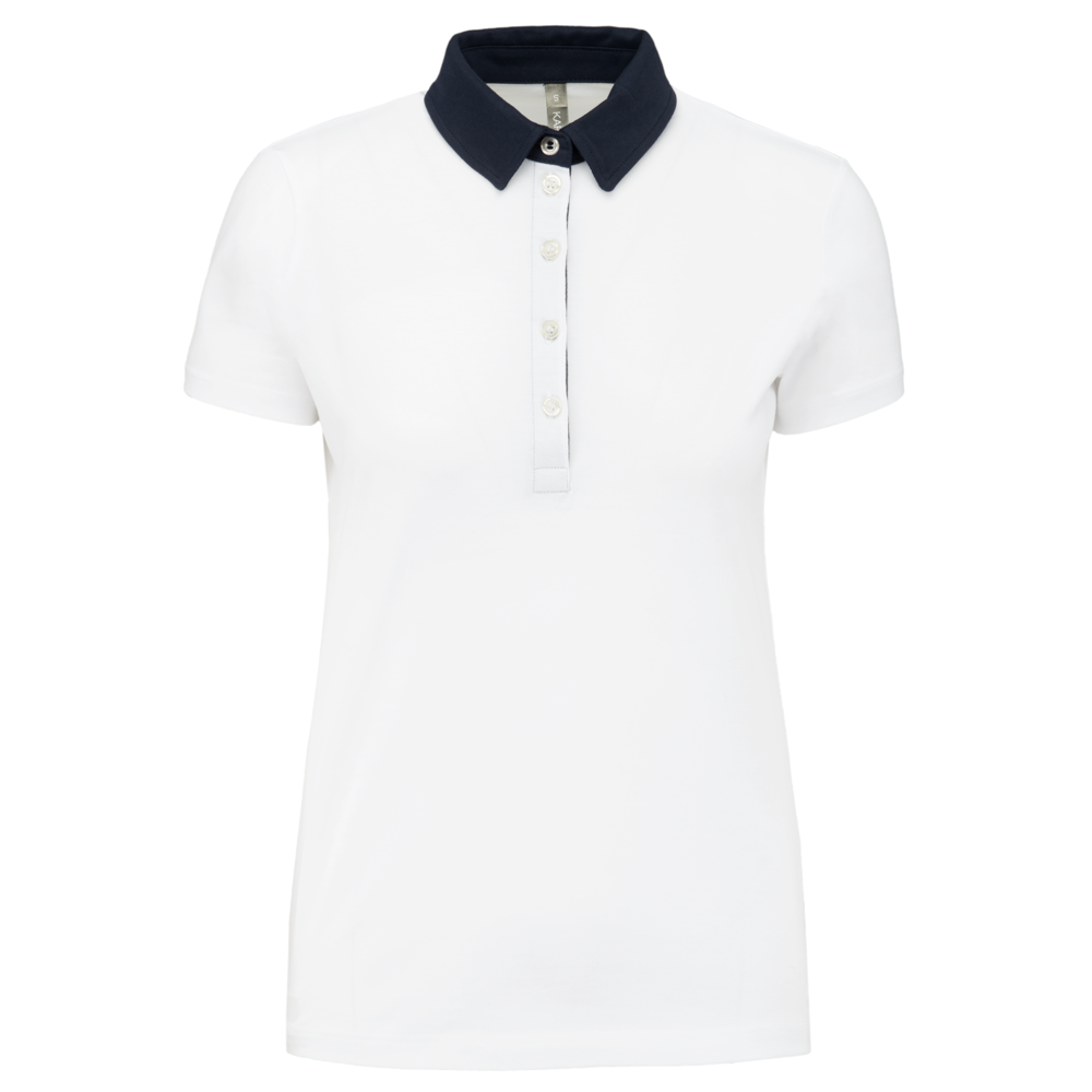 K261 - Zweifarbiges Jersey-Polohemd für Damen - White / Navy