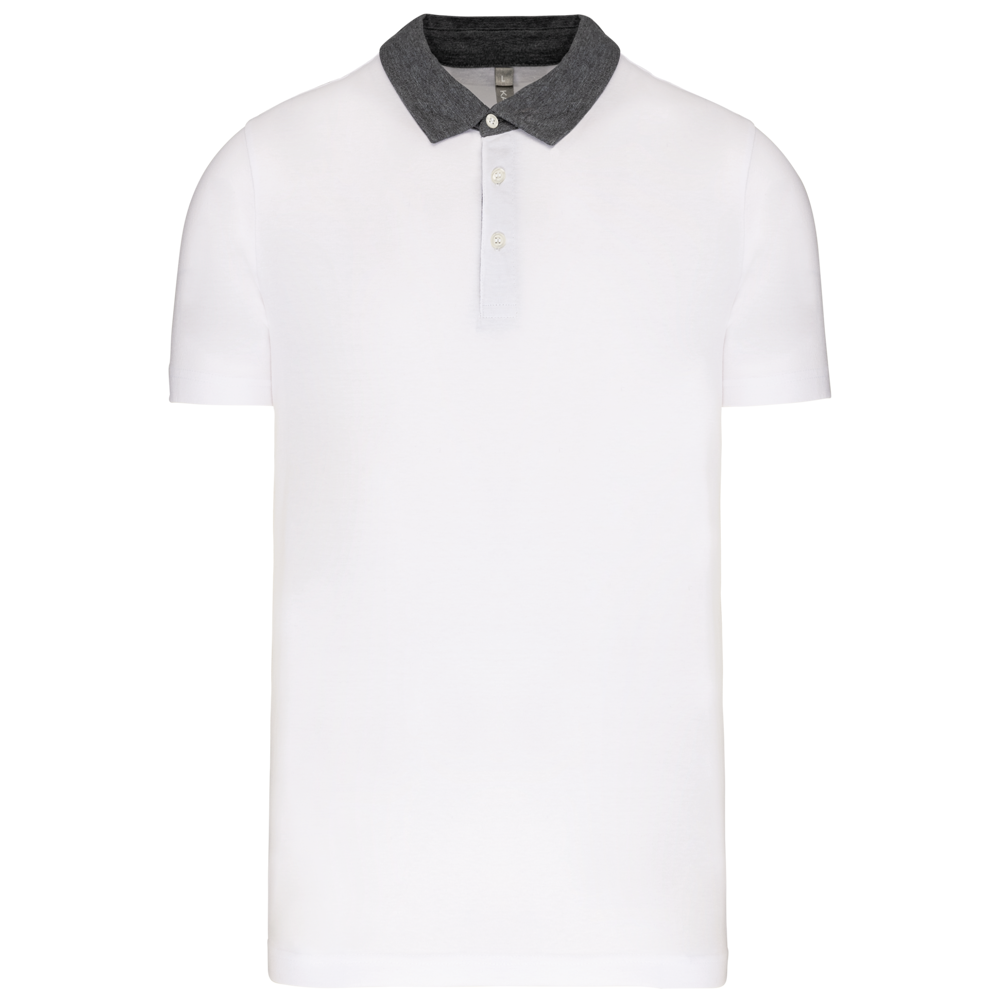 K260 - Zweifarbiges Jersey-Polohemd für Herren - White / Dark Grey Heather