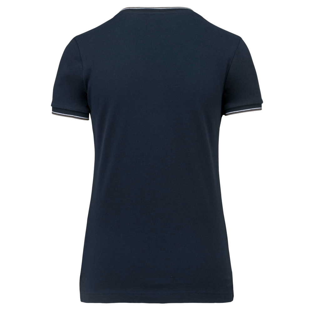 K394 - Damen T-Shirt aus Piqué-Trikot mit V-Ausschnitt