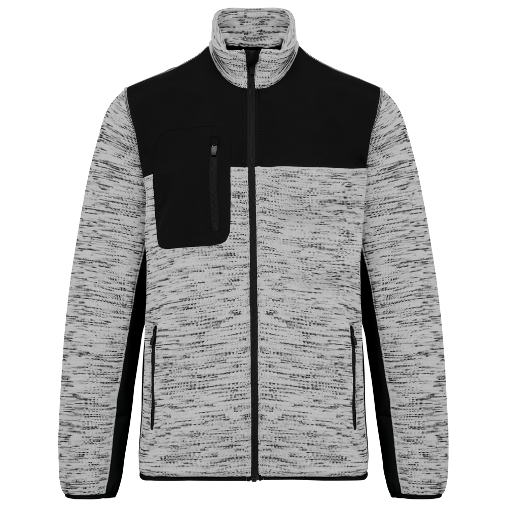 WK9108 - Recycelte Herren Polyestertrikot Jacke - Light Grey Melange / Black
