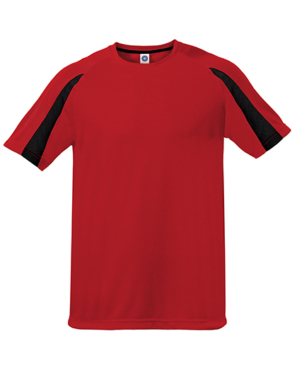 Starworld - Unisex Contrast Sports T-Shirt - Fiesta Red, Black