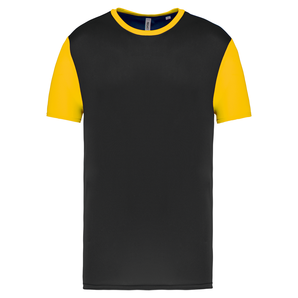 PA4023 - Zweifarbiges Kurzarmtrikot für Erwachsene - Black / Sporty Yellow