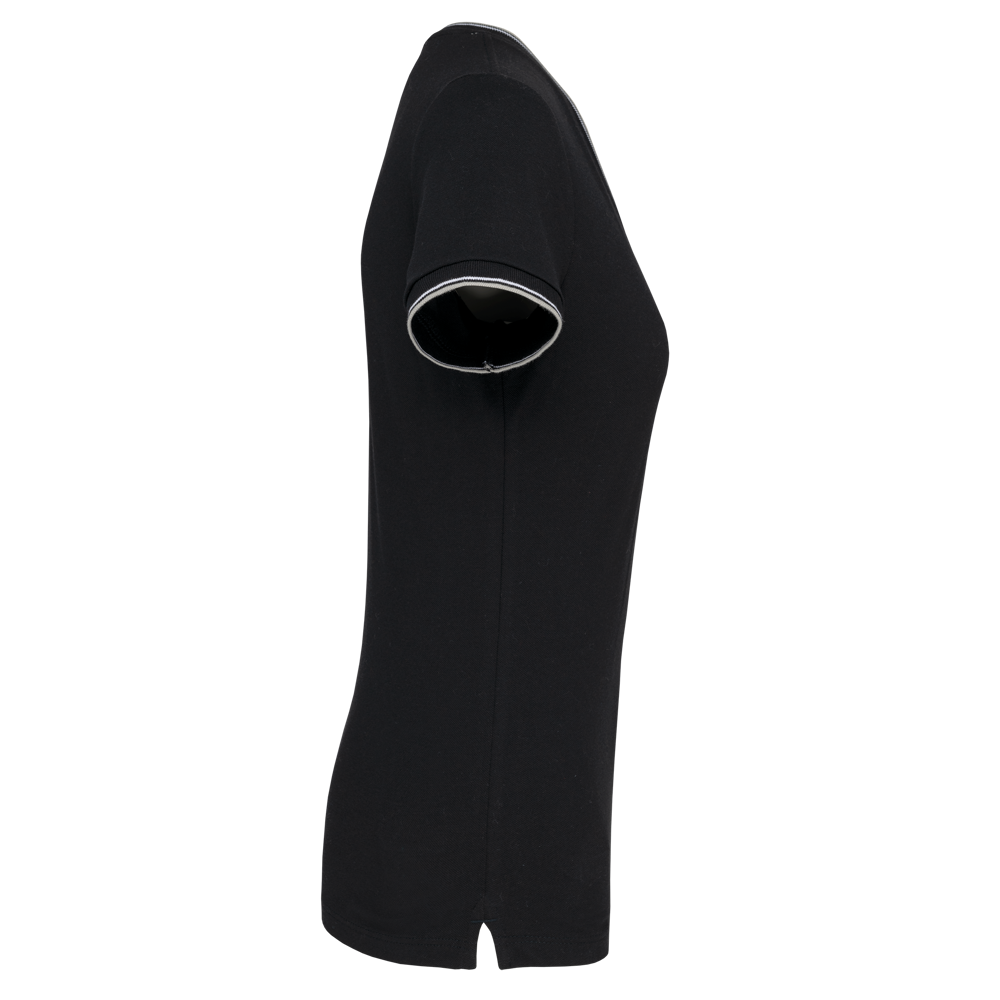 K394 - Damen T-Shirt aus Piqué-Trikot mit V-Ausschnitt