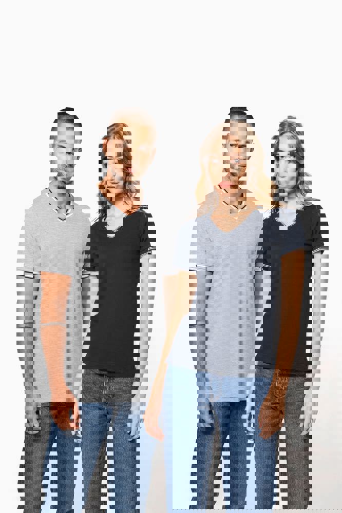 K374 - Herren T-Shirt aus Piqué-Trikot mit V-Ausschnitt