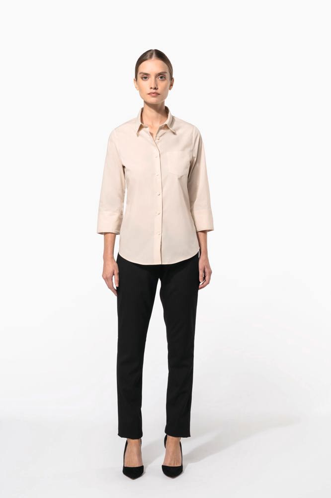 K558C - Popeline Hemd Baumwollpolyester 3/4-Ärmel pflegeleicht für Damen