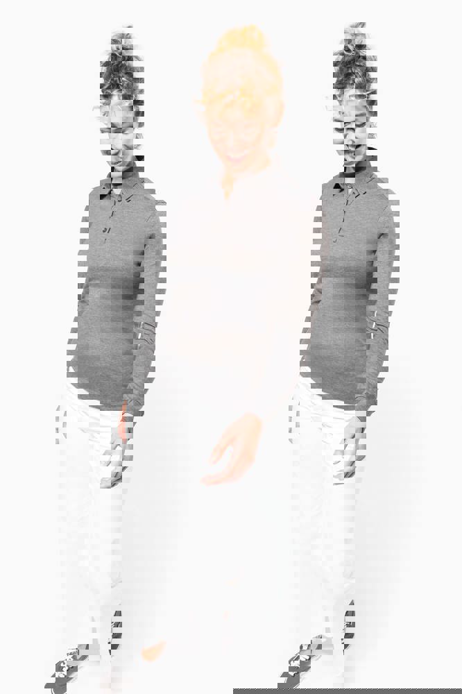 K265 - Langarm-Polohemd für Damen aus Jersey