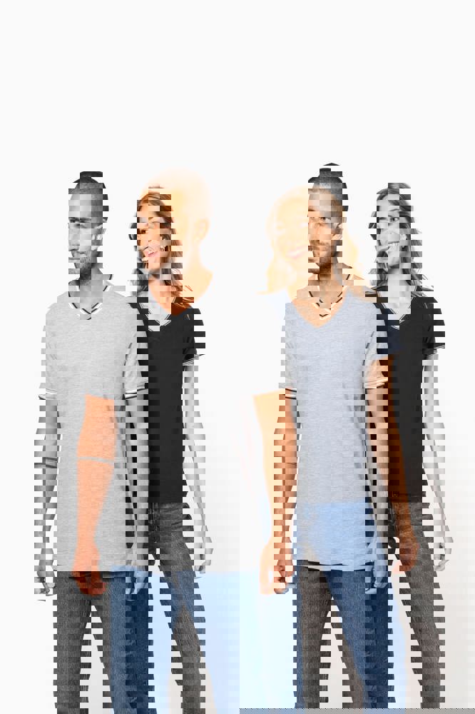 K374 - Herren T-Shirt aus Piqué-Trikot mit V-Ausschnitt