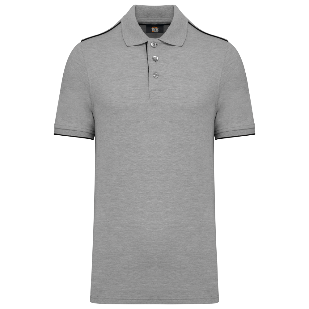 WK270 - Polo Day To Day mit kontrastfarbenen, kurzen Ärmeln - Oxford Grey / Black