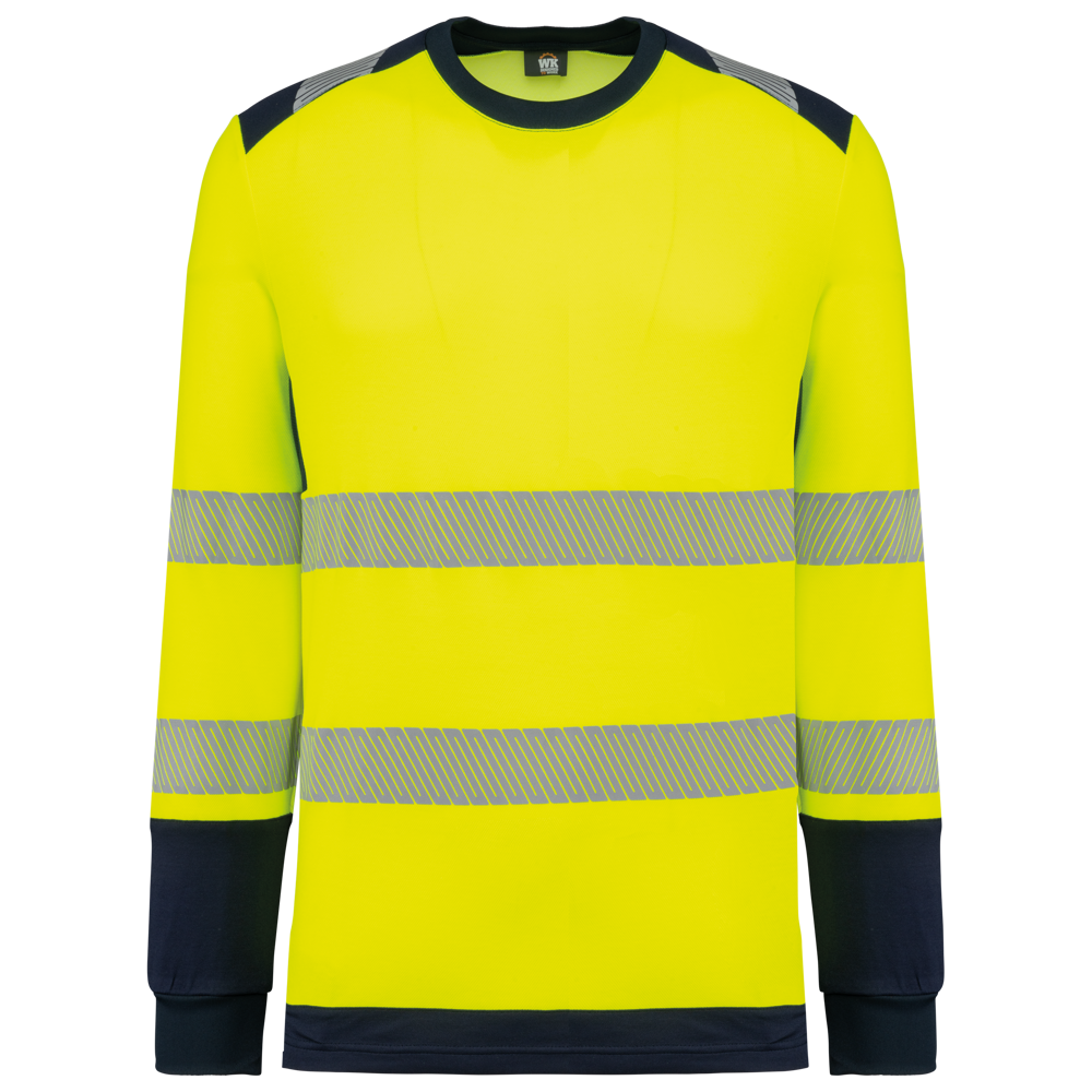 WK361 - Recyceltes Sicherheits-T-Shirt mit langen Ärmeln - Hi Viz Yellow / Navy