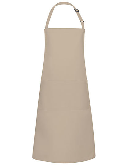 Karlowsky - Latzschürze Basic mit Tasche und Schnalle - Sand (ca. Pantone 7529C)