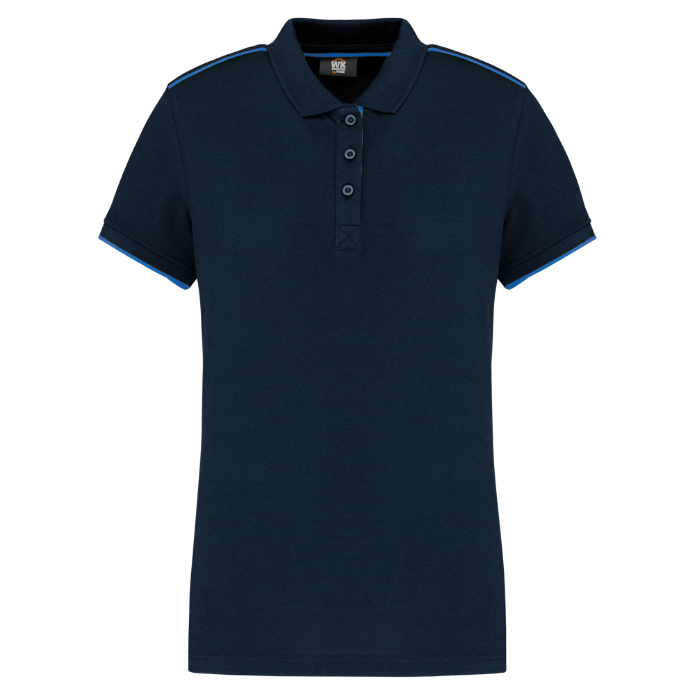 WK271 - Damen-Polohemd Day To Day mit kontrastfarbenen, kurzen Ärmeln - Navy / Light Royal Blue