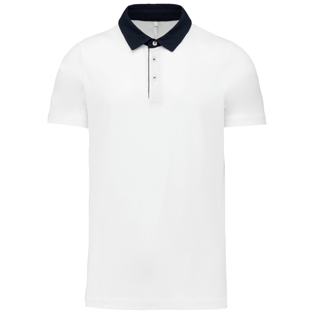 K260 - Zweifarbiges Jersey-Polohemd für Herren - White / Navy