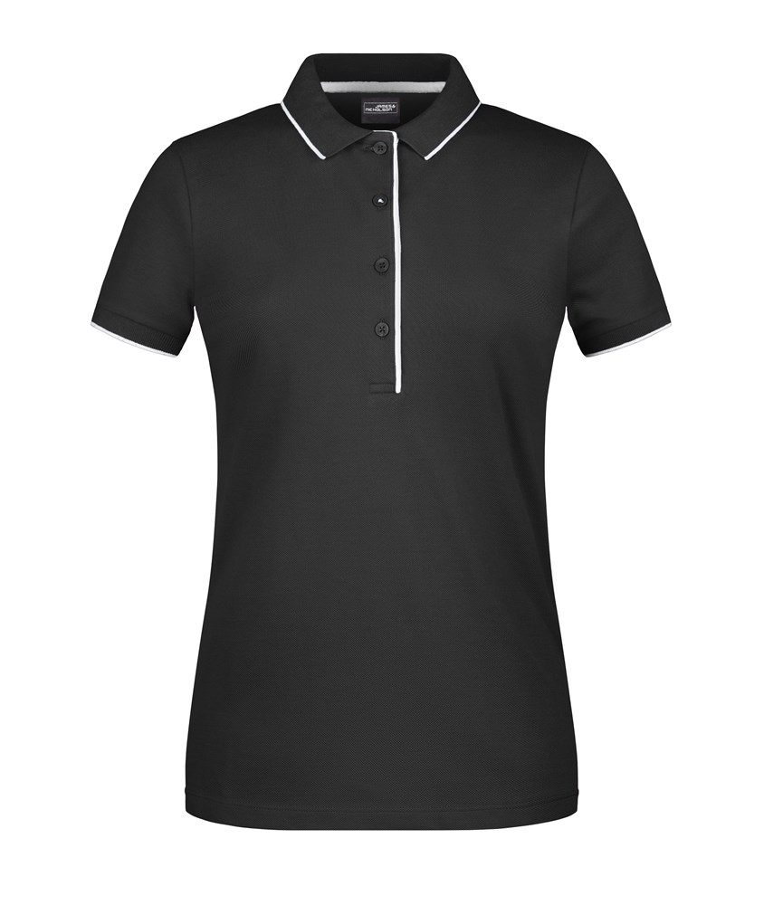 Ladies' Polo Stripe - Black/silver (ca. Pantone blackC
427U)
