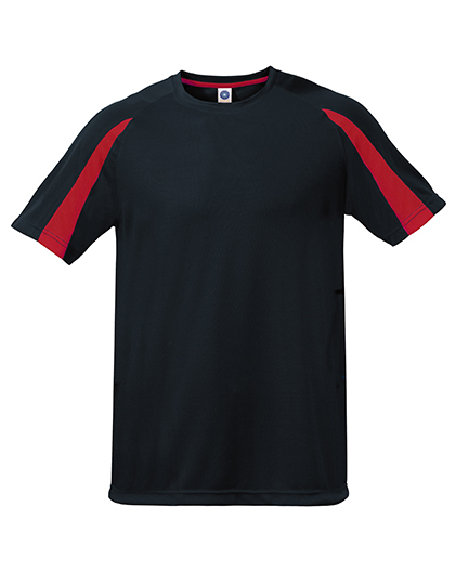Starworld - Unisex Contrast Sports T-Shirt - Black, Fiesta Red