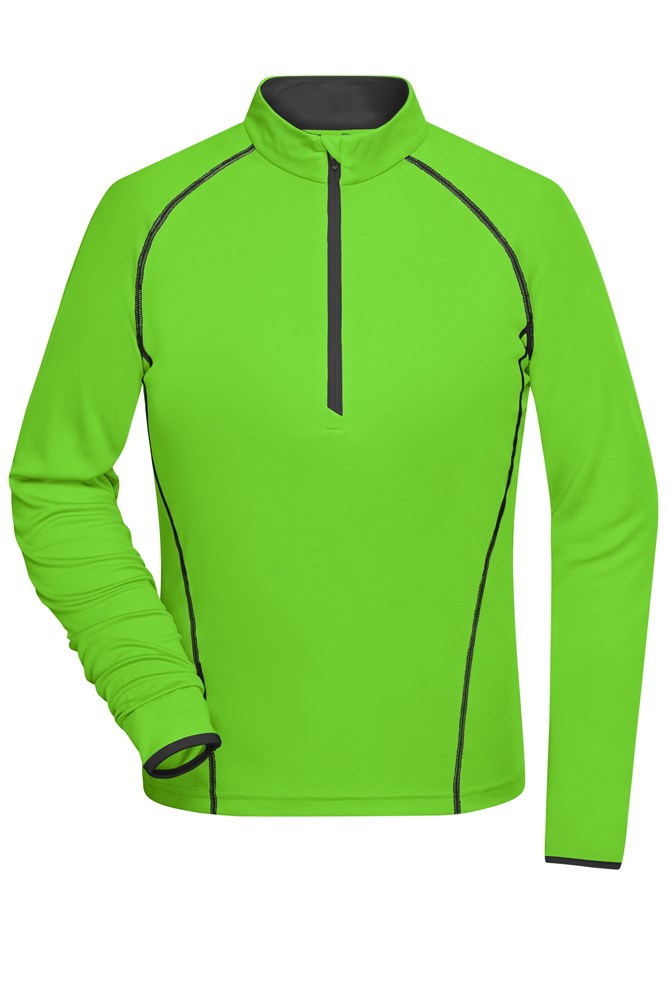 Ladies' Sports Shirt Long-Sleeved - Bright-green/black (ca. Pantone 802C
blackC)