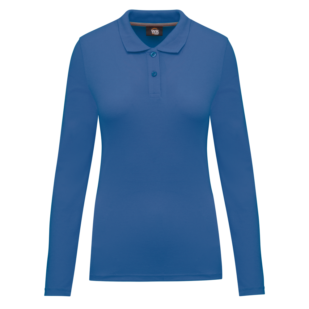 - Langarm-Polohemd für Damen - Light Royal Blue
