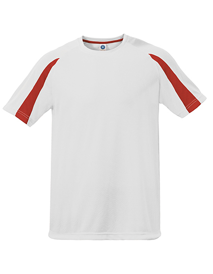Starworld - Unisex Contrast Sports T-Shirt - White, Fiesta Red
