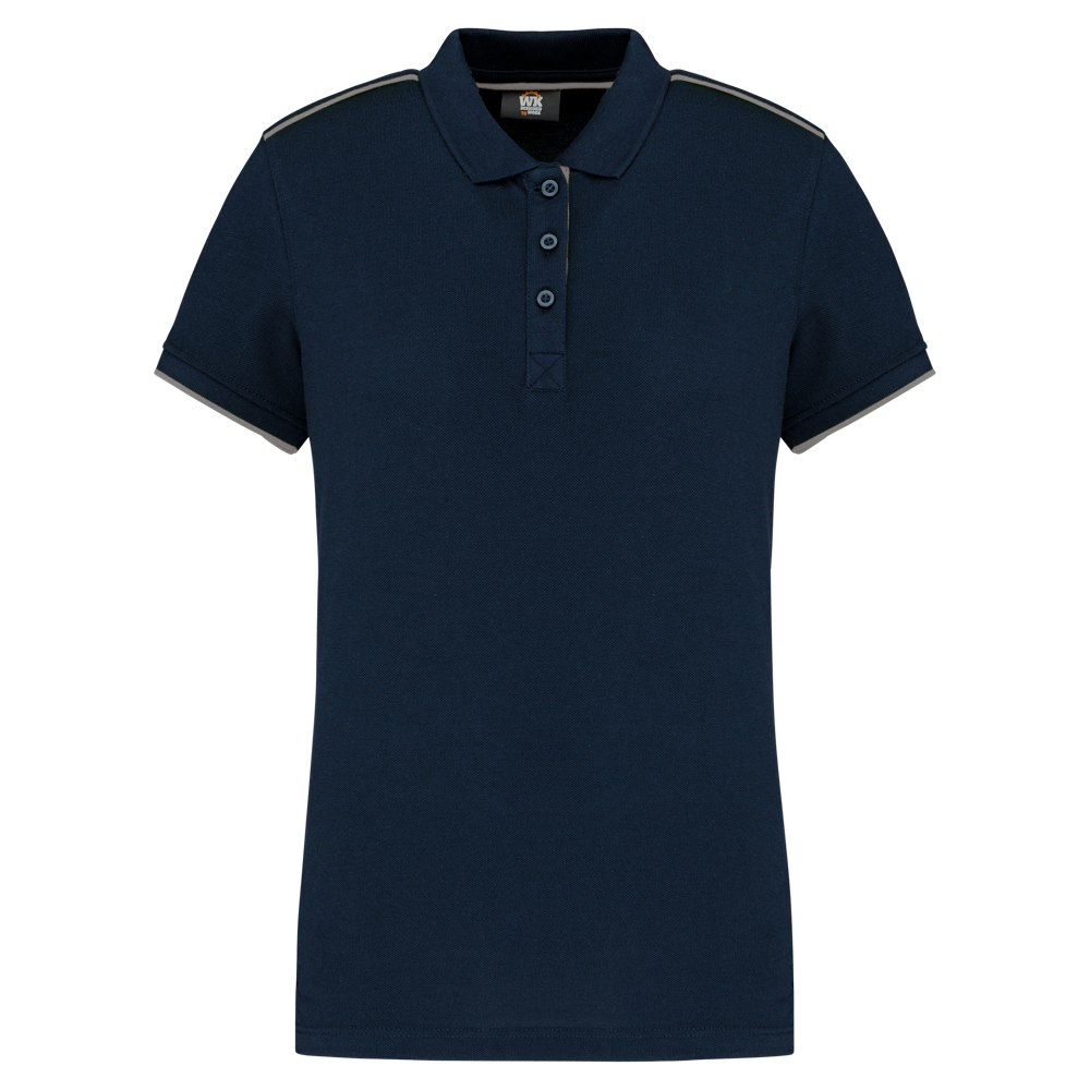 WK271 - Damen-Polohemd Day To Day mit kontrastfarbenen, kurzen Ärmeln - Navy / Silver