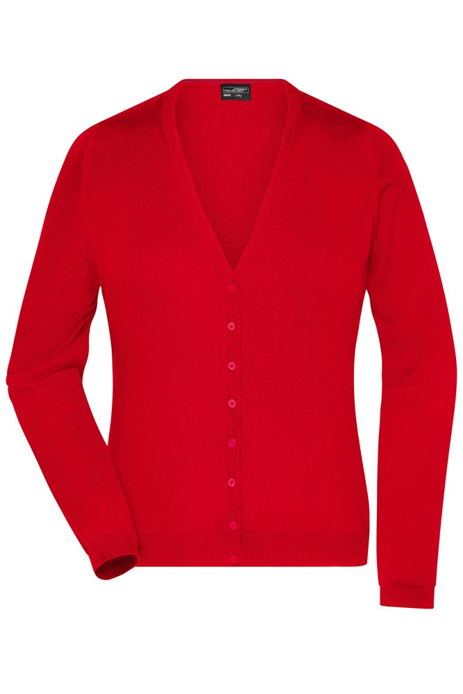 Ladies' V-Neck Cardigan - Red (ca. Pantone 200C)