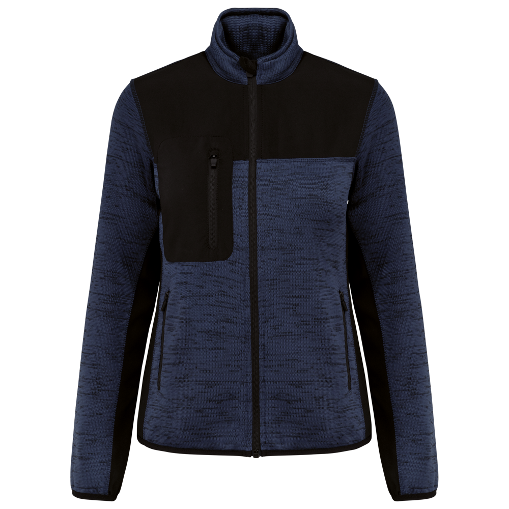 WK9109 - Recycelte Jacke aus Polyestertrikot für Damen - Navy Melange / Black