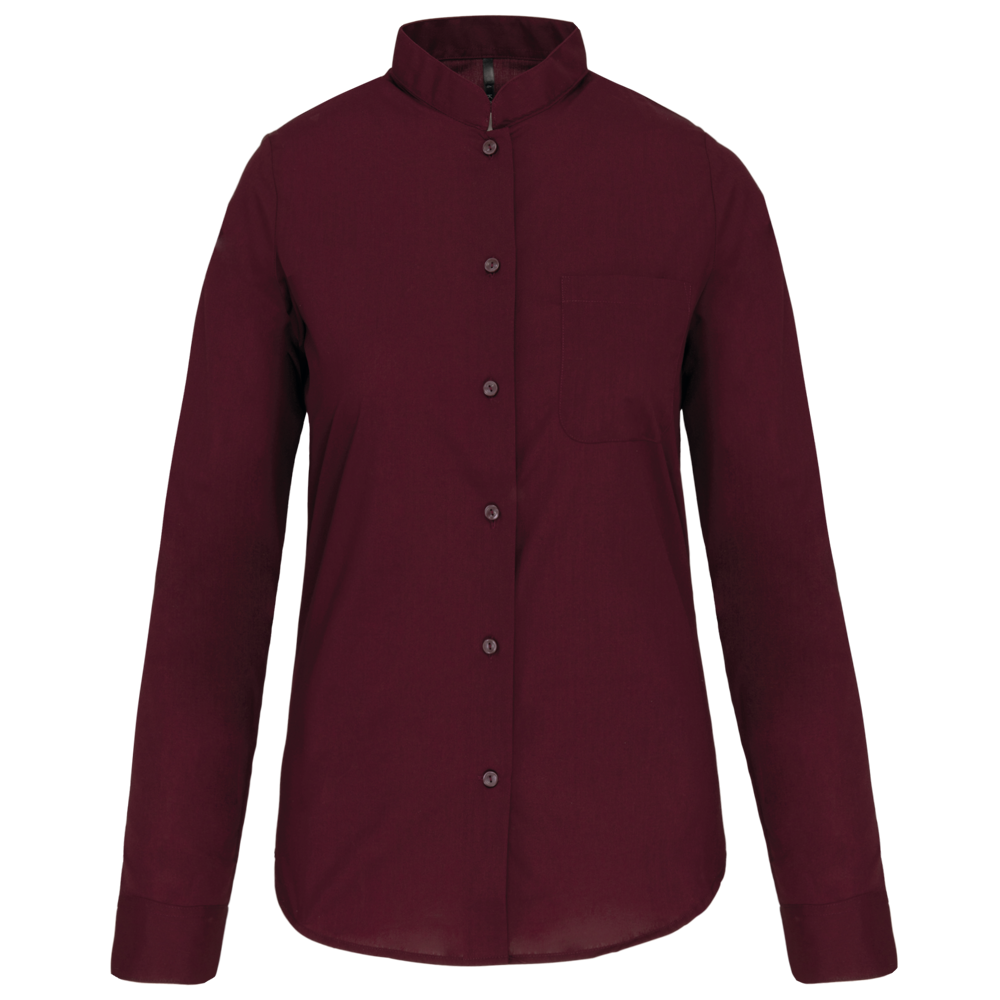 - Damen hemdbluse mao-kragen langarm - Wine