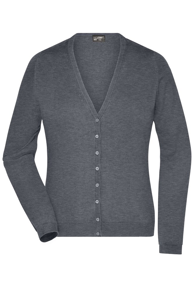 Ladies' V-Neck Cardigan - Grey-heather (ca. Pantone 404U)