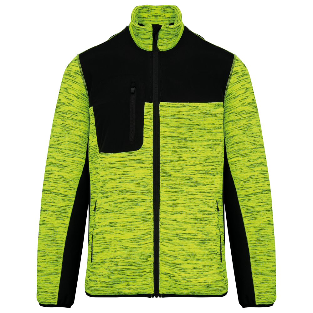 WK9108 - Recycelte Herren Polyestertrikot Jacke - Fluorescent Yellow Melange / Black