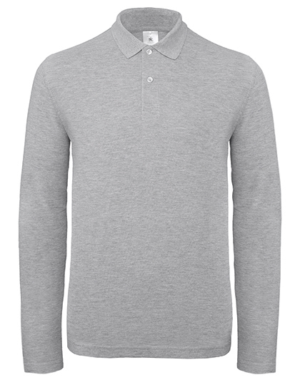 B&C BE INSPIRED - Men´s Long Sleeve Polo ID.001 - Heather Grey