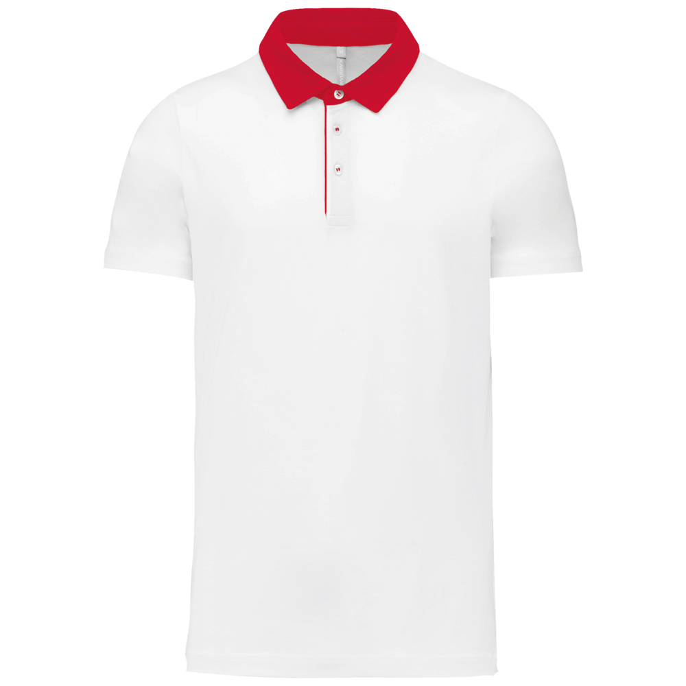 K260 - Zweifarbiges Jersey-Polohemd für Herren - White / Red