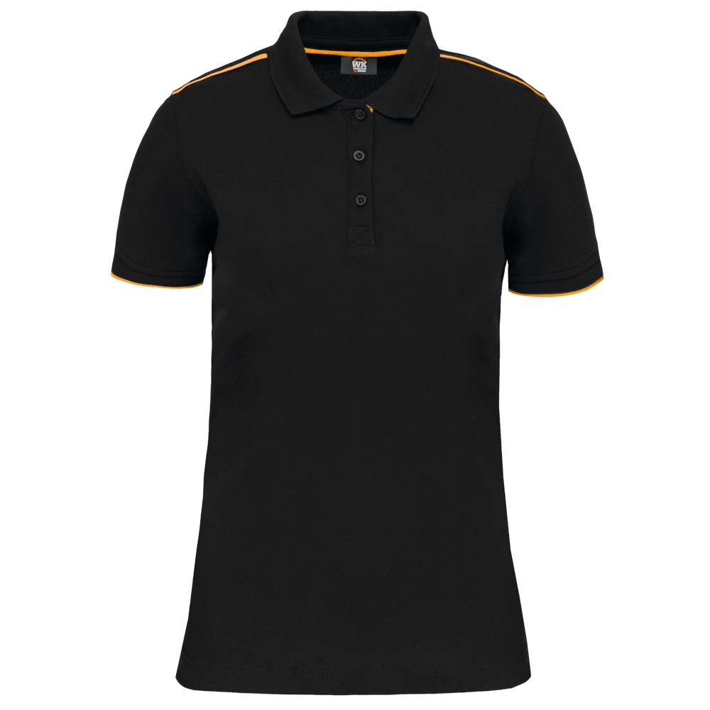 WK271 - Damen-Polohemd Day To Day mit kontrastfarbenen, kurzen Ärmeln - Black / Yellow